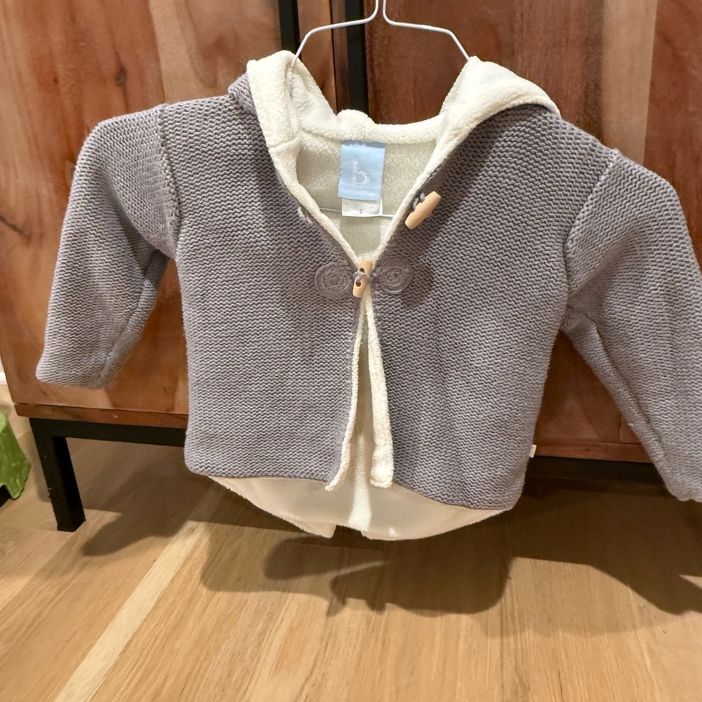 Bella Bliss Gray and Cream Knit Baby Hoodie